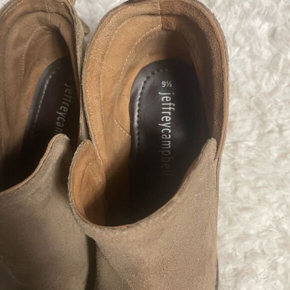 Jeffrey Campbell  Rosalee leather suede khaki ankle slip on boots SZ9.5 - Picture 10 of 10